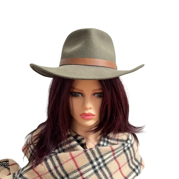 Boutique 100% Wool Olive Fedora Made in USA with Leather Trim NWT Unisex - Picture 5 of 15